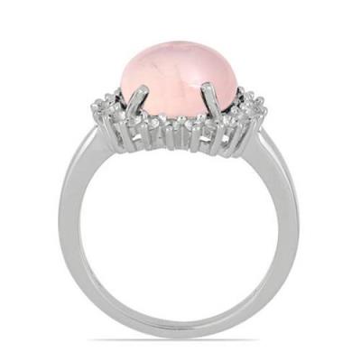 BUY STERLING SILVER NATURAL ROSE QUARTZ GEMSTONE BIG STONE RING